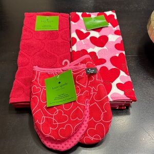 Kate Spade Red and Pink Heart Kitchen Set